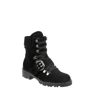 Marc Fisher Women's Noble Combat Boots Lace Up Gray Leather Suede‎ Size 8